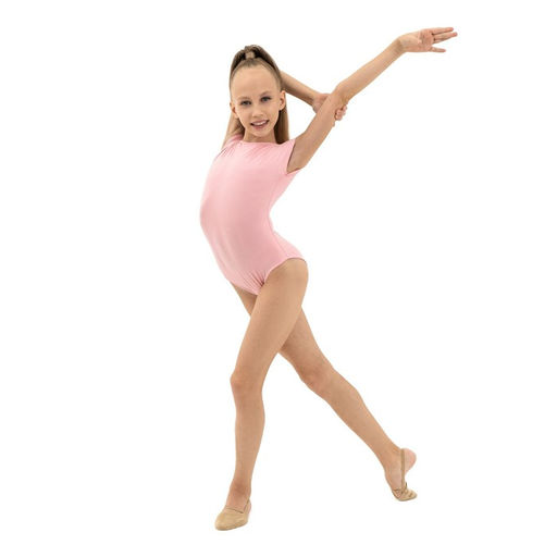 Купальник гимнастический Grace Dance, с укороченным рукавом, вырез лодочка, р. 28, цвет розовый  фото 5