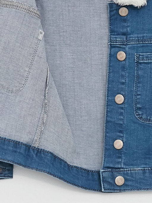 Polo Yaka Uzun Kollu K?z Bebek Jean Ceket - Waikiki фото 3