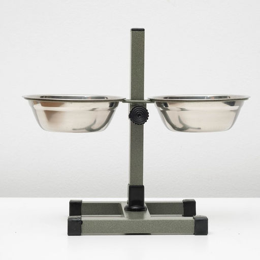 Подставка с мисками, 2 х 500 мл, высота 30 см, разборная, зелёная - Пижон фото 4