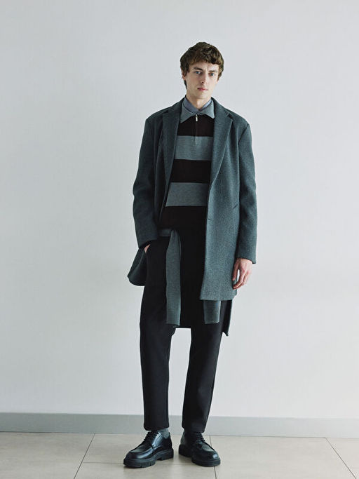 Polo Yaka ?izgili Erkek Triko Kazak