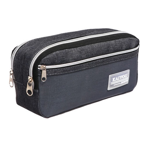 Пенал школьный Calligrata, мягкий, 3 отделения, 130×210×100 мм, объёмный, серый