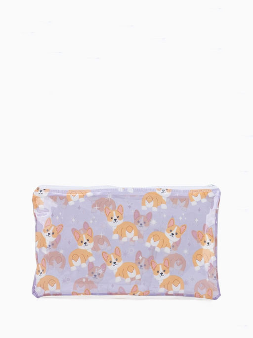 Цена за 3 шт. Косметичка-пенал на молнии, с рисунком Корги, сиреневый - Simaland фото 2