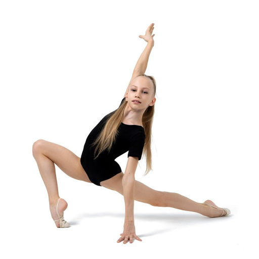 Купальник гимнастический Grace Dance, с коротким рукавом, р.36, цвет чёрный  фото 6