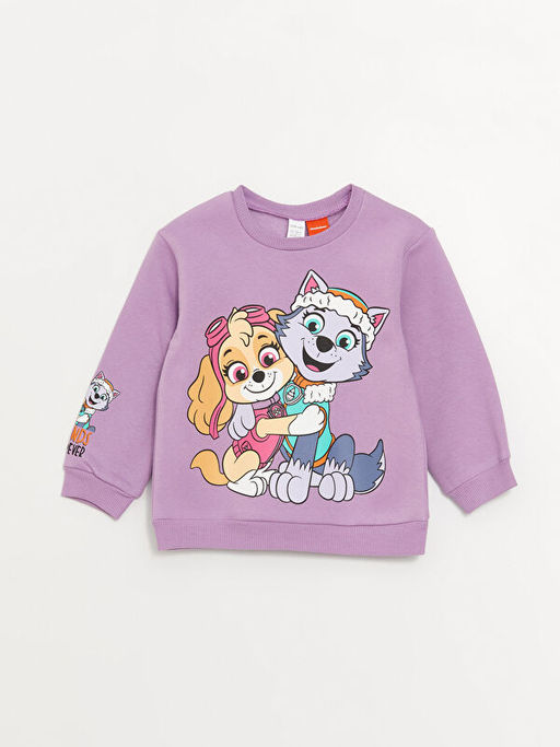 Bisiklet Yaka Uzun Kollu Paw Patrol Bask?l? K?z Bebek Sweatshirt