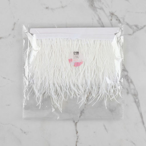 Перья страуса декоративные, на ленте, 8-10 см, 5±0.5 м, белые