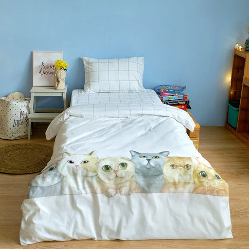 Постельное бельё Этель 1,5 сп Happy cats 143х215 см, 150х214 см, 50х70 см -1 шт, 100 % хлопок, бязь  фото 5