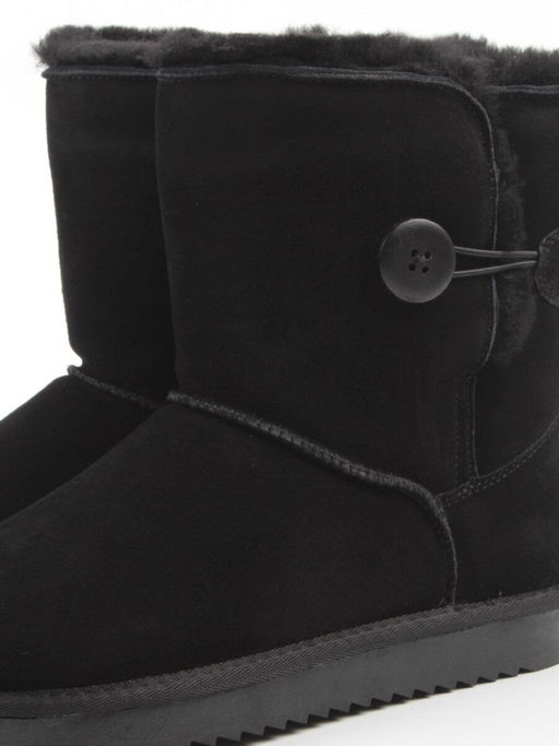 04-PAYH02-01Z BLACK Угги женские (натуральная замша, 100% шерсть, натуральный мех)