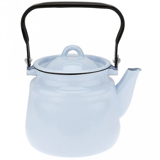 Чайник эмалированный 2,5л, металлическая крышка, металлическая подвижная ручка, серо-голубой (Россия)