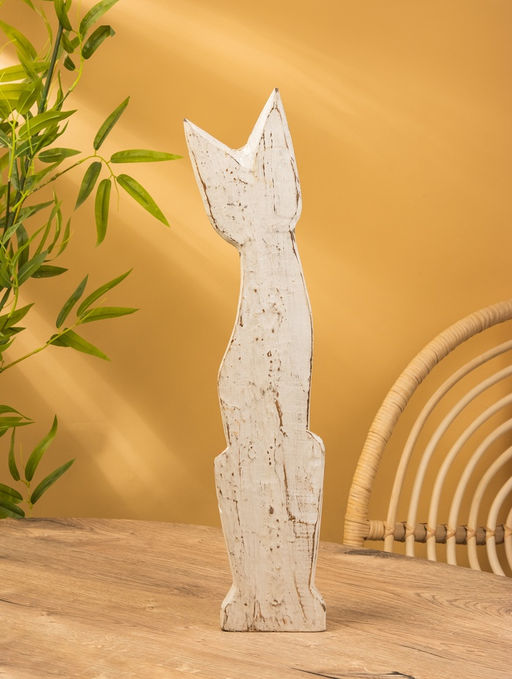 Сувенир «Кошка», белая, 60×12×6 см, дерево, МИКС