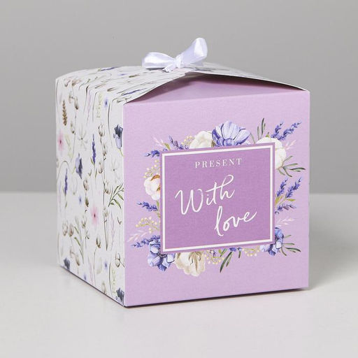 Цена за 2 шт. Коробка подарочная складная, упаковка, «With love», 12 х 12 х 12 см