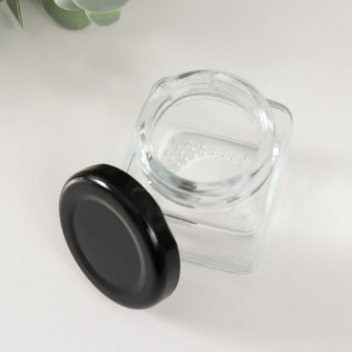 Банка для свечей стекло с крышкой "Четыре грани" прозрачная 50 мл 4,5х4,5х5,5 см