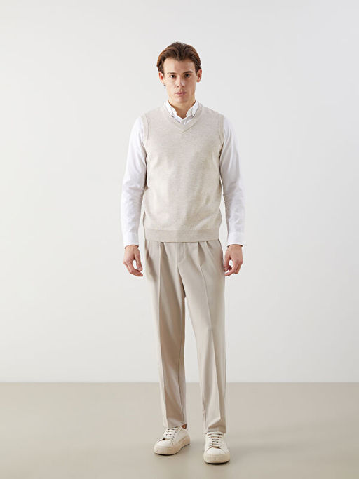 Standart Kal?p V Yaka Erkek Triko S?veter