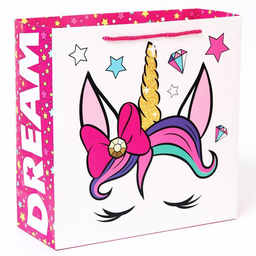 Цена за 2 шт. Пакет подарочный, 30×30×12 см, упаковка, Минни Маус и Единорог