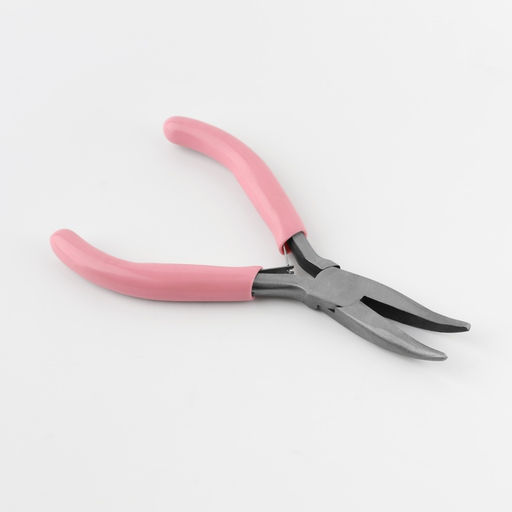 Тонкогубцы изогнутые, для рукоделия, 13×6.5 см, цвет серебряный/розовый