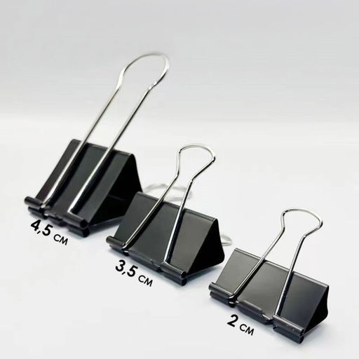 Зажим для бумаг черный 60 мм большой 20×6×4.5 см в пакете