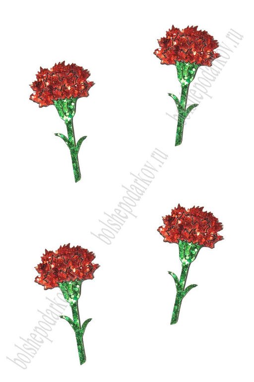 Лазерная вырубка из кожзама "Гвоздика" 2,7*5 см (10 шт) №4, несклеенная