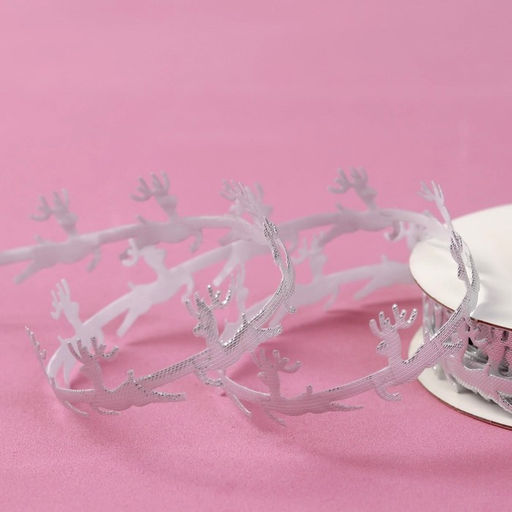 Лента декоративная фигурная Олени, 20 мм, 90.5 м, цвет серебряный - Арт узор фото 2