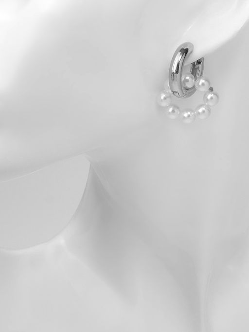 Серьги со съёмным элементом Трансформер цветок, цвет бело-синий в серебре