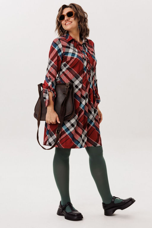 Платье ANELLI 1769 Бордовая шотландка