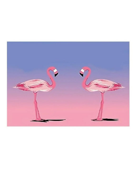 Алмазная мозаика без подрамника "Два розовых фламинго", 15х20 см