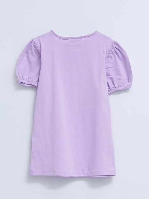 Bisiklet Yaka Bask?l? K?sa Kollu K?z ?ocuk Bluz ve Etek - Waikiki фото 3