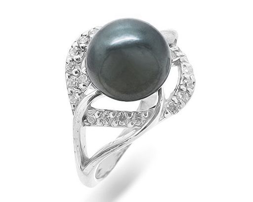 Кольцо из серебра жемчуг, км048ч