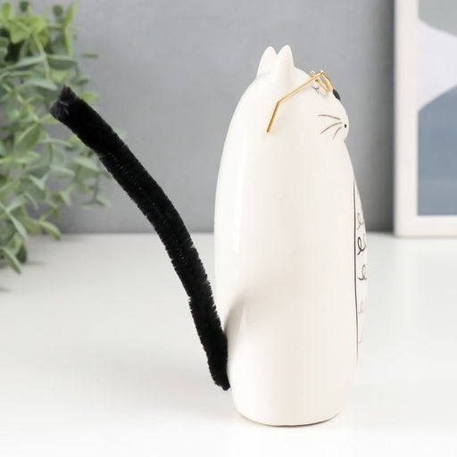 Фигурка керамика «Котик в очках с кучерявым животиком», 6.2×5.8×14 см