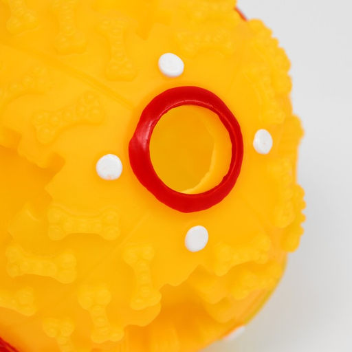 Квакающий мяч для собак большой, жёсткий, 9,5 см, жёлтый - Пижон фото 7