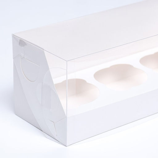 Цена за 2 шт. Коробка для 3 капкейка 24×10×10 см, белый