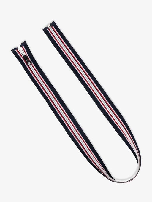 Цена за 10 шт. Молния «Спираль», №5, разъёмная, замок автомат, 80 см, тёмно-синяя, красный, белый