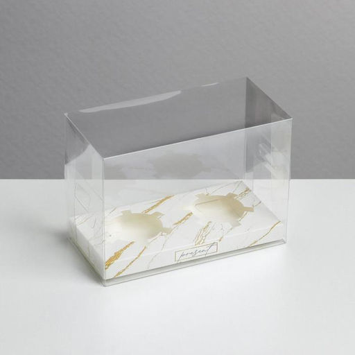 Цена за 5 шт. Коробка для капкейка, кондитерская упаковка, 2 ячейки, «Мрамор», 16×8×11.5 см