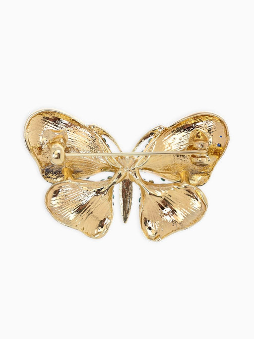Брошь "Бабочка", глянцевая, цвет синий в золоте