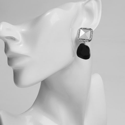 Серьги ассорти Античность квадрат, цвет серебро - Qf фото 3