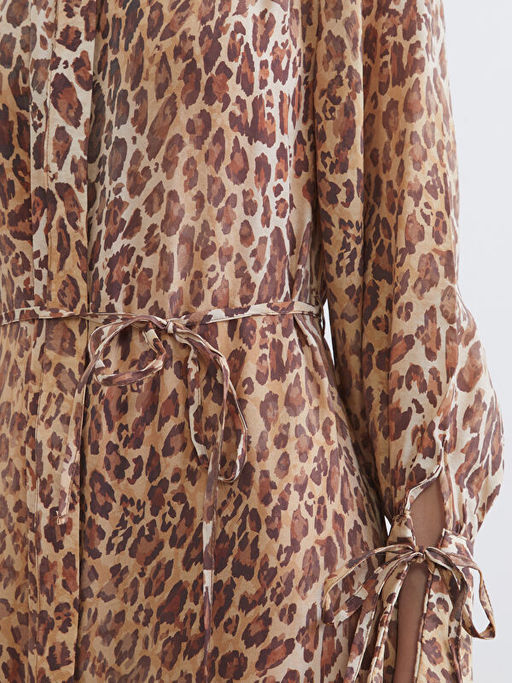 Leopar Desenli Modal Kar???ml? G?mlek Elbise