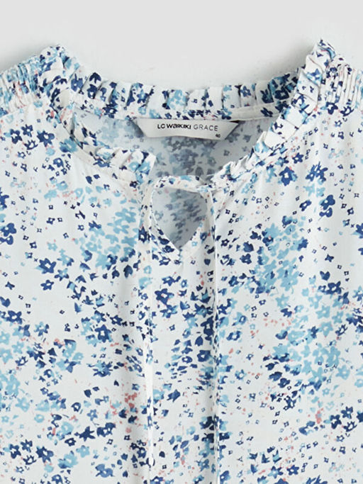 Ba?lamal? Yaka Desenli Bluz