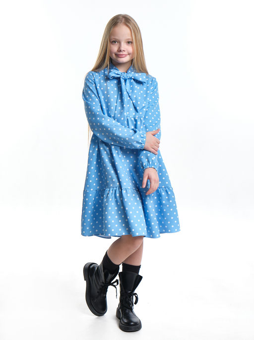 Платье подростковое в горох UD 7014 св.голубой горох - Mini maxi фото 7