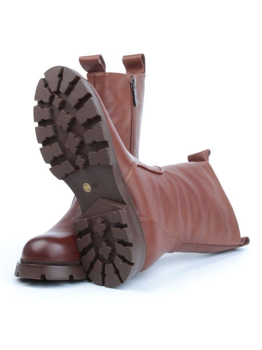 04-M2-245 BROWN Ботинки зимние женские (натуральная кожа, натуральный мех)