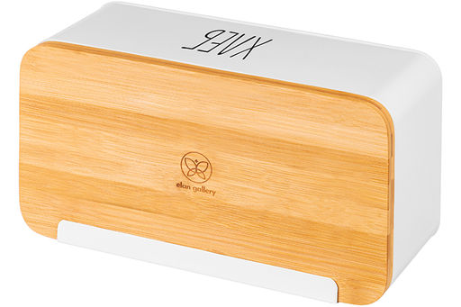 Хлебница Elan Gallery белая металл с бамбуковой крышкой 33×18×13 см  фото 7