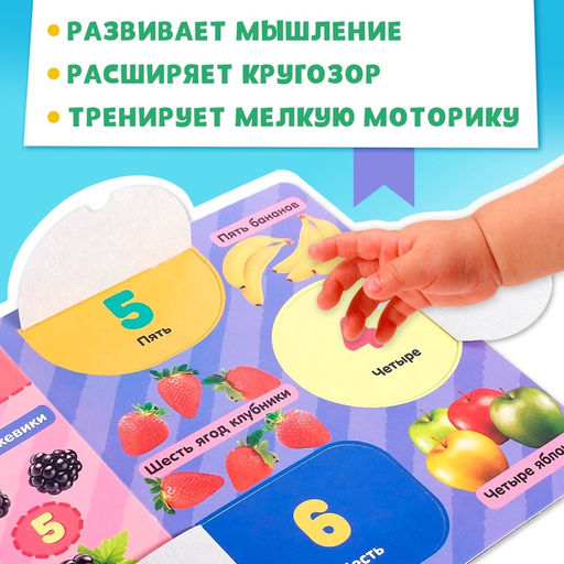 Цена за 4 шт. Книжка картонная с окошками «Цифры», 10 стр.