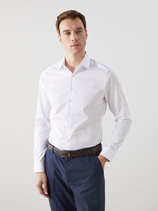 Slim Fit Uzun Kollu Gabardin Erkek G?mlek
