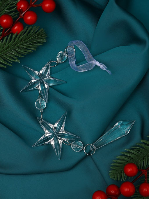 Цена за 2 шт. Ёлочная игрушка Зимнее волшебство. Льдинка звёзды кристалл, 204.5 см, прозрачный  фото 4