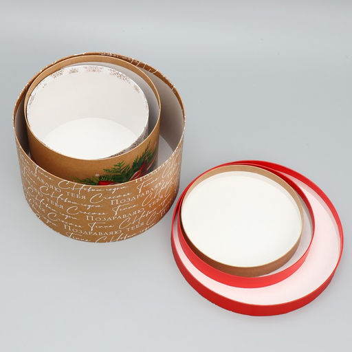 Набор коробок круглых 3 в 1 С Новым Годом, 18 18 13 см - 25 25 15 см - Дарите счастье фото 5