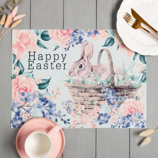 Салфетка на стол Доляна Пасха (зайчик в корзинке) ПВХ 40х29 см