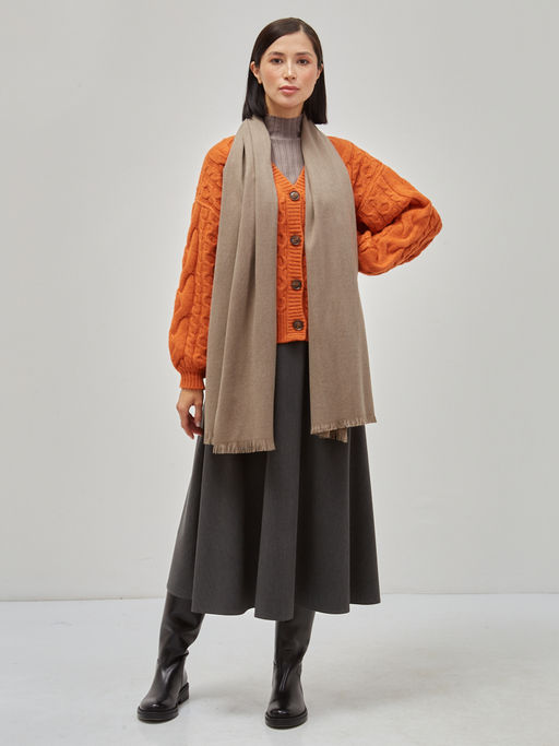 в составе шерсть Большой, мягкий, теплый двусторонний меланжевый однотонный палантин - Tantino фото 2