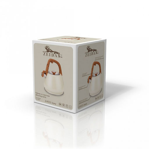 "Zeidan" Чайник из нержавеющей стали 3л, со свистком, индукционное дно, курковый механизм, фиксированная ручка с покрытием soft-touch, внешнее антипригарное покрытие, подарочная коробка (Китай)