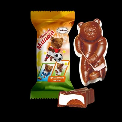 умка и северное сияние. медведь со звездой. корпусные конфеты с арахисовой пастой.