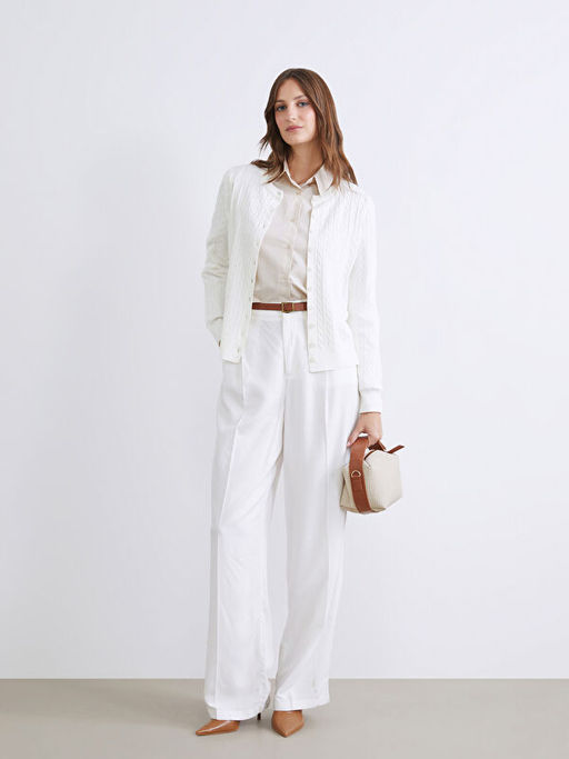 Bisiklet Yaka Kendinden Desenli Kad?n Triko H?rka