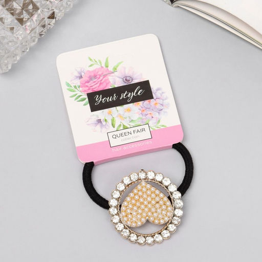 Цена за 6 шт. Резинка для волос «Флер», сердце, 5 см