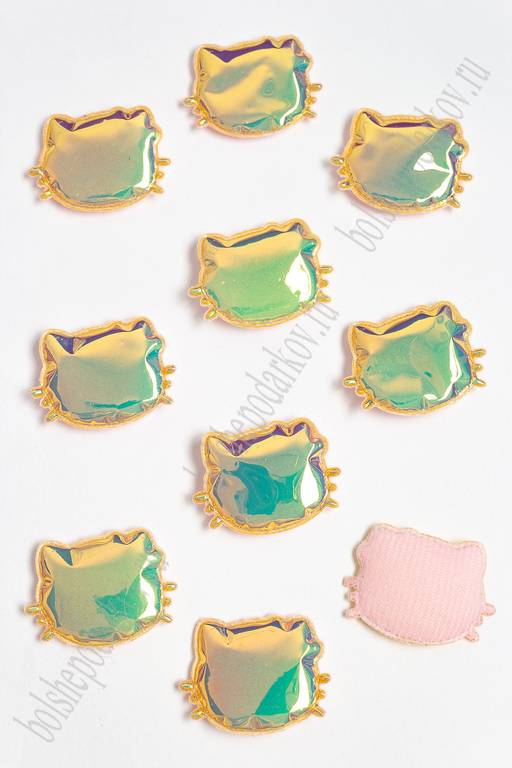 Патч глянец "Котёнок" 3*3,5 см (10 шт) SF-2972, золотой