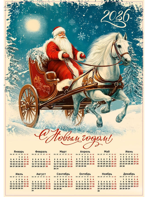 Цена за 20 шт. Календарь 2026 настенный «Винтаж», А2